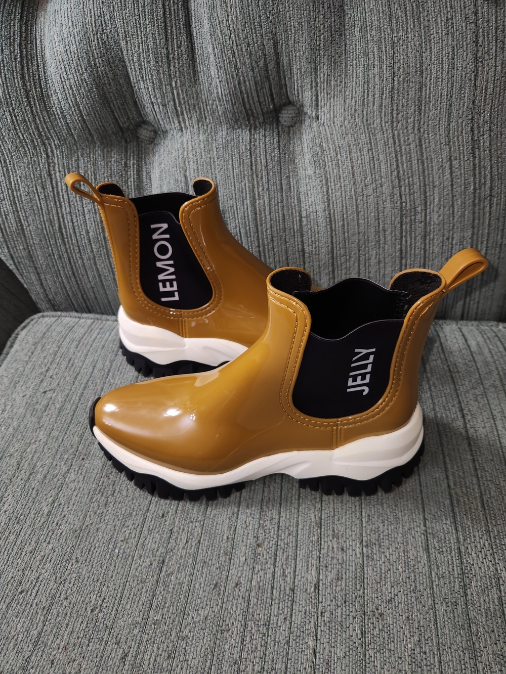 🍉LEMON JELLY Jayden Mustard Yellow Chelsea Rain Boots